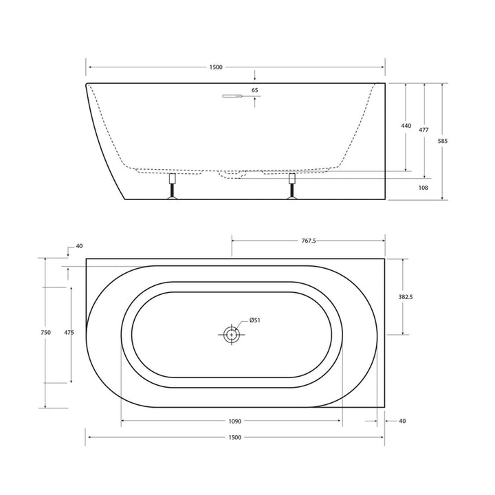 Positano Curved Corner Bathtub