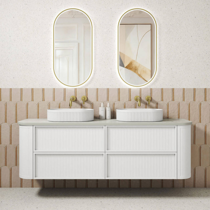 Ramee Curved Fluted Wall Hung Vanity