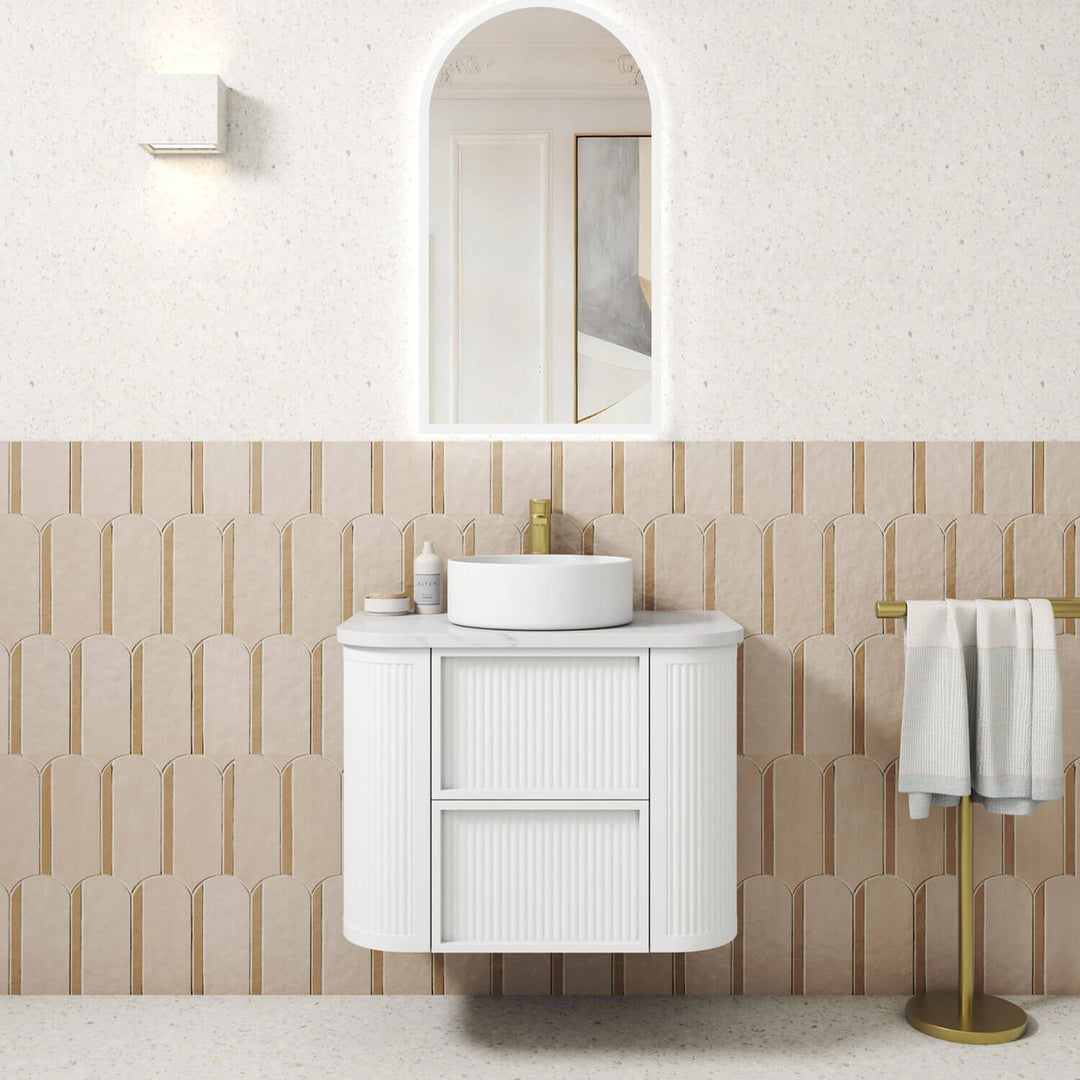 Ramee Curved Fluted Wall Hung Vanity