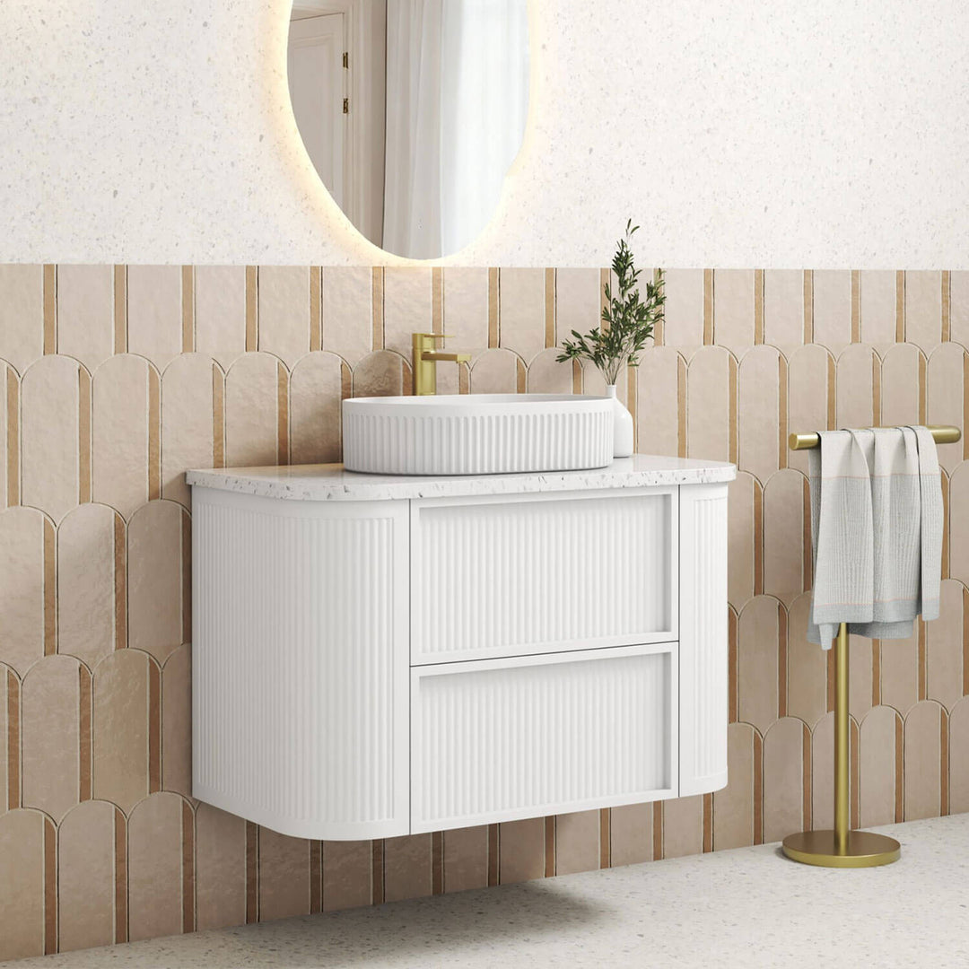 Ramee Curved Fluted Wall Hung Vanity