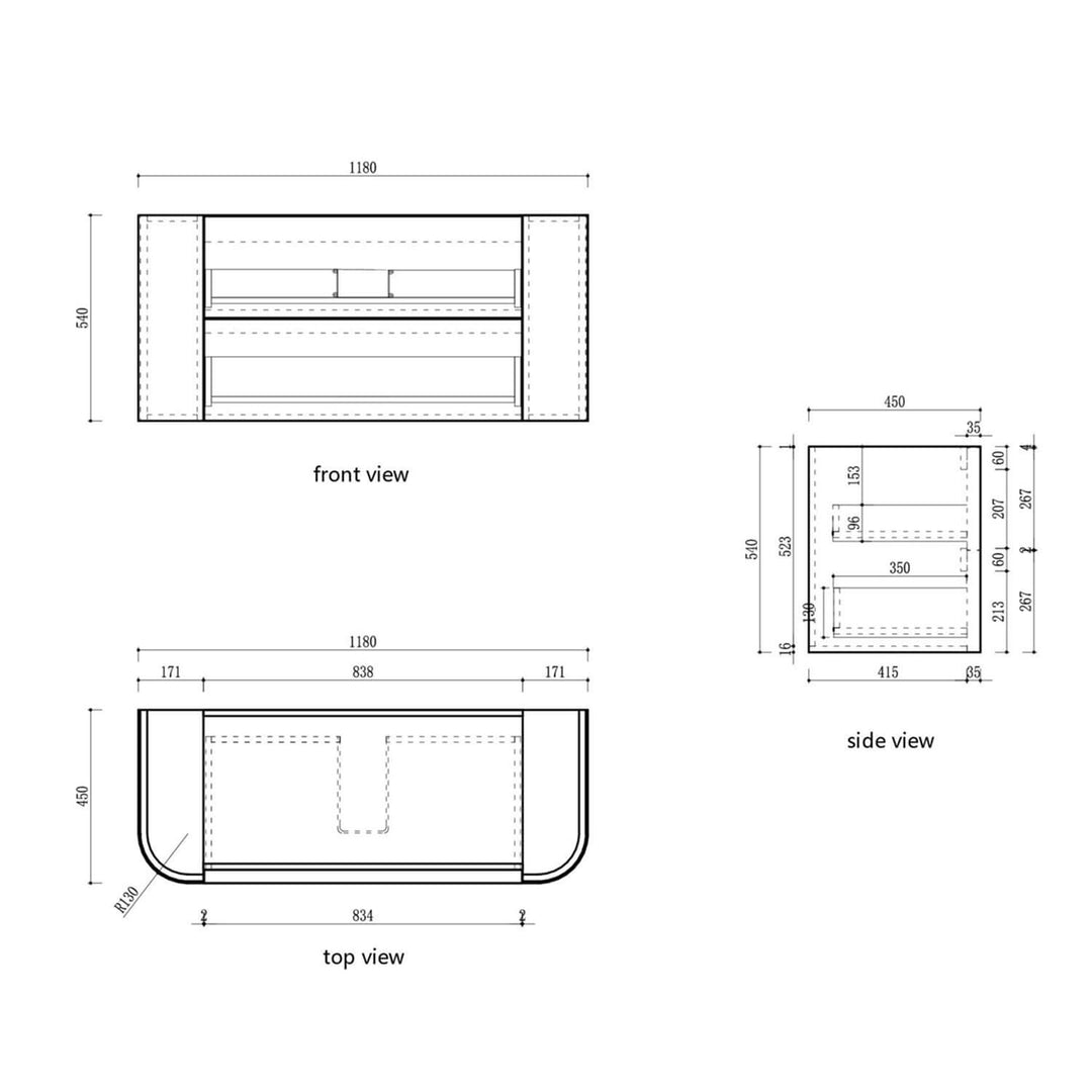 Ramee Curved Fluted Wall Hung Vanity