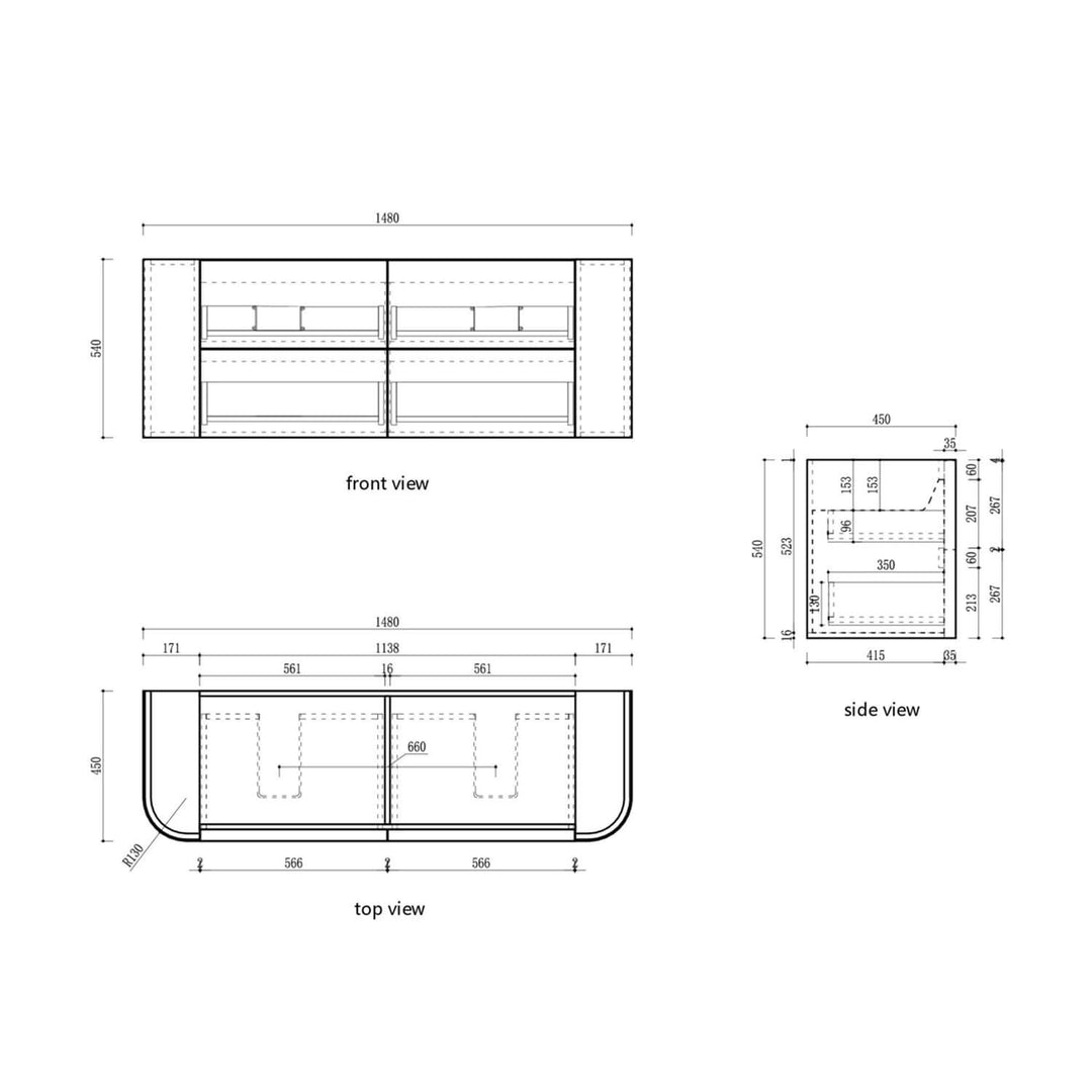 Ramee Curved Fluted Wall Hung Vanity