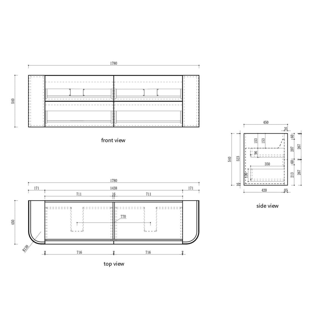 Ramee Curved Fluted Wall Hung Vanity