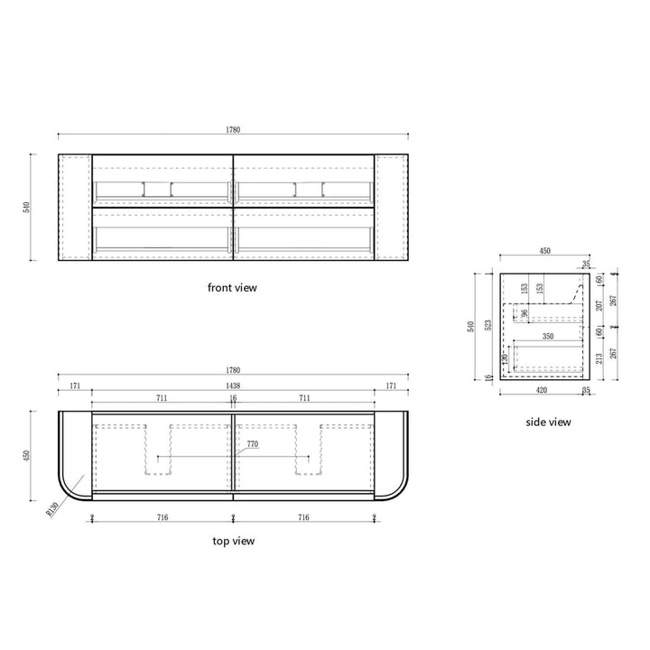 Ramee Curved Fluted Wall Hung Vanity