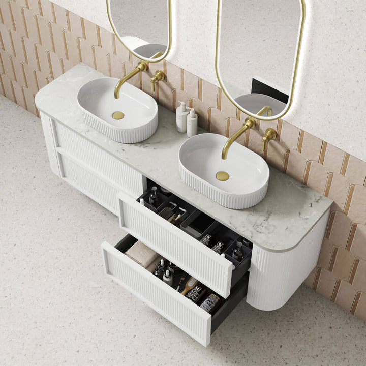 Ramee Curved Fluted Wall Hung Vanity