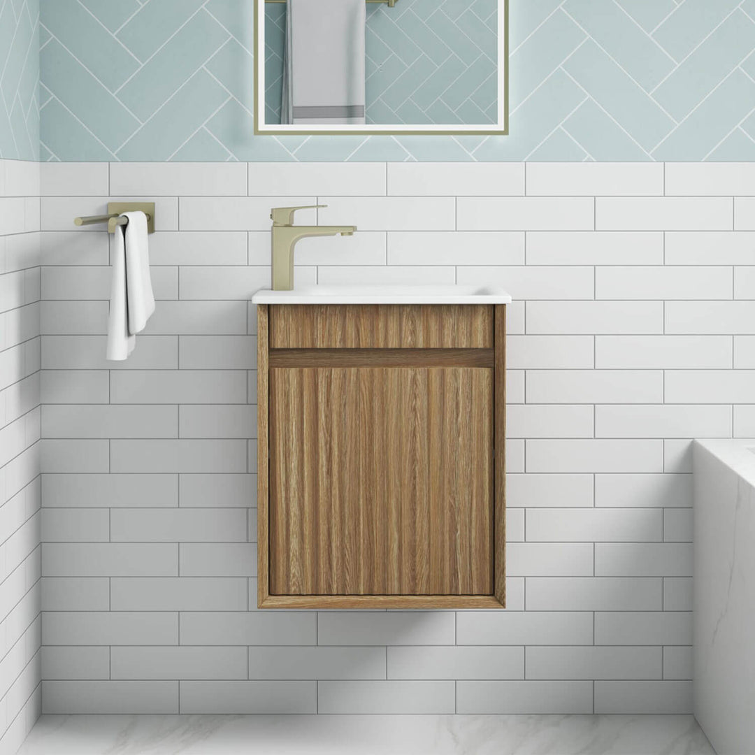 Ravia Compact Fluted Wall Hung Vanity 450mm
