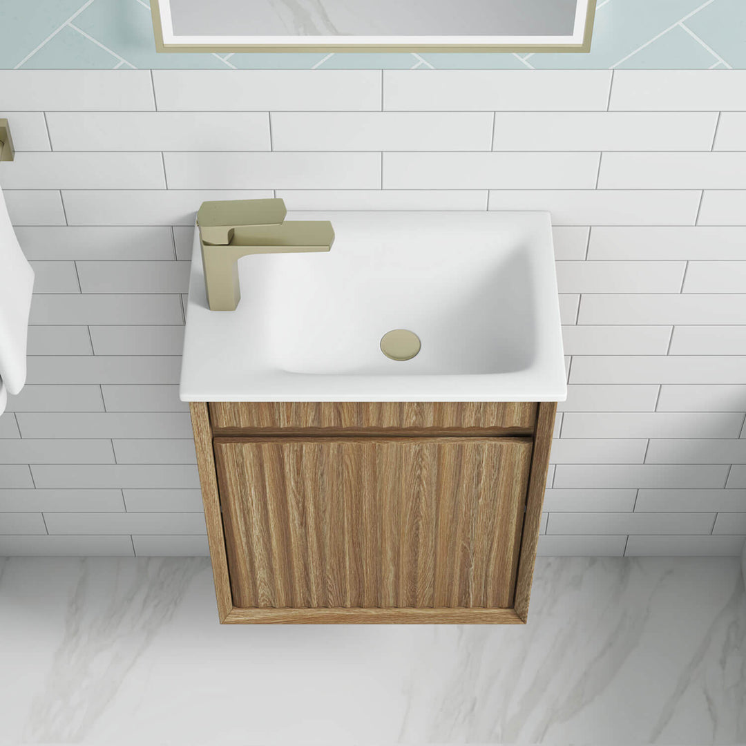 Ravia Compact Fluted Wall Hung Vanity 450mm