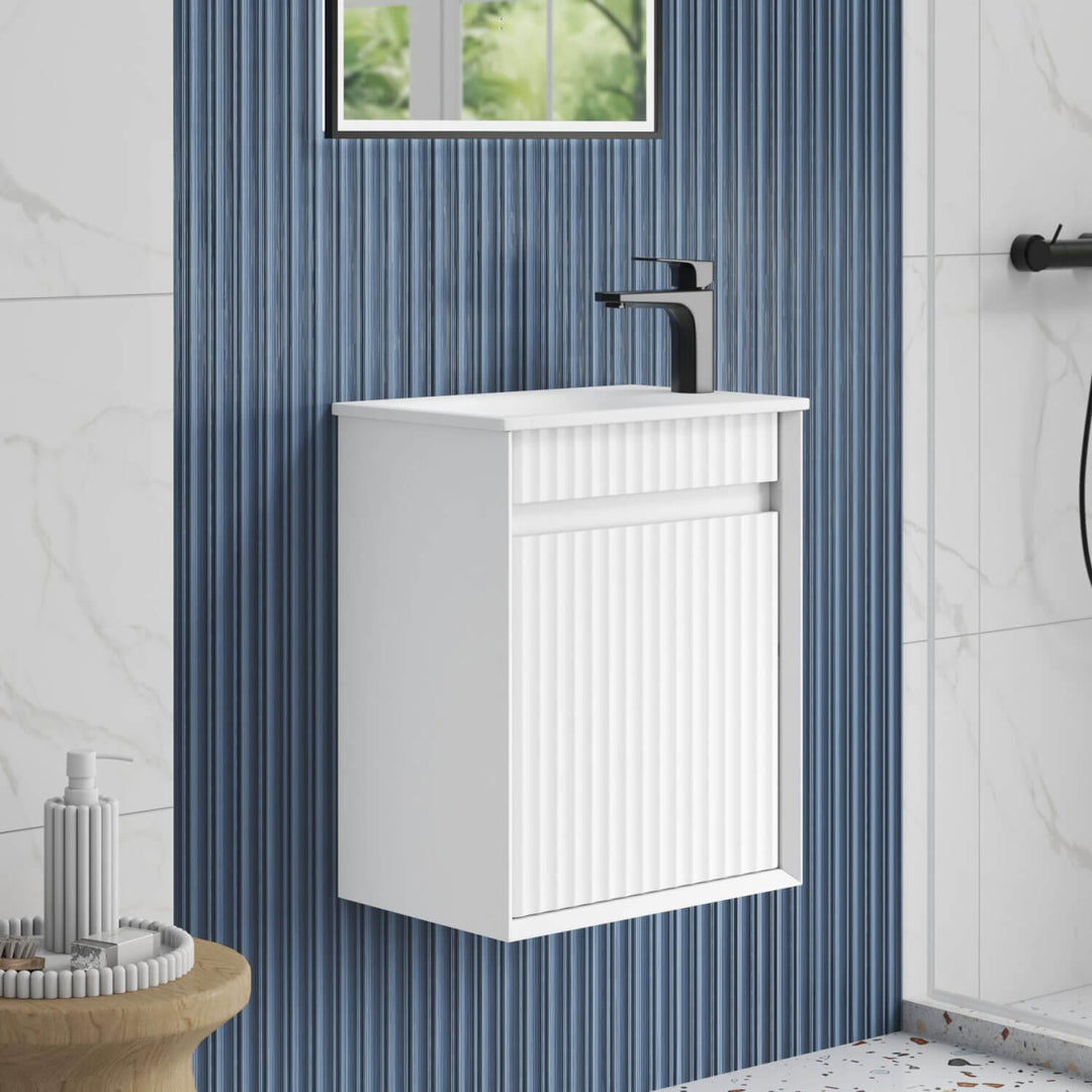 Ravia Compact Fluted Wall Hung Vanity 450mm