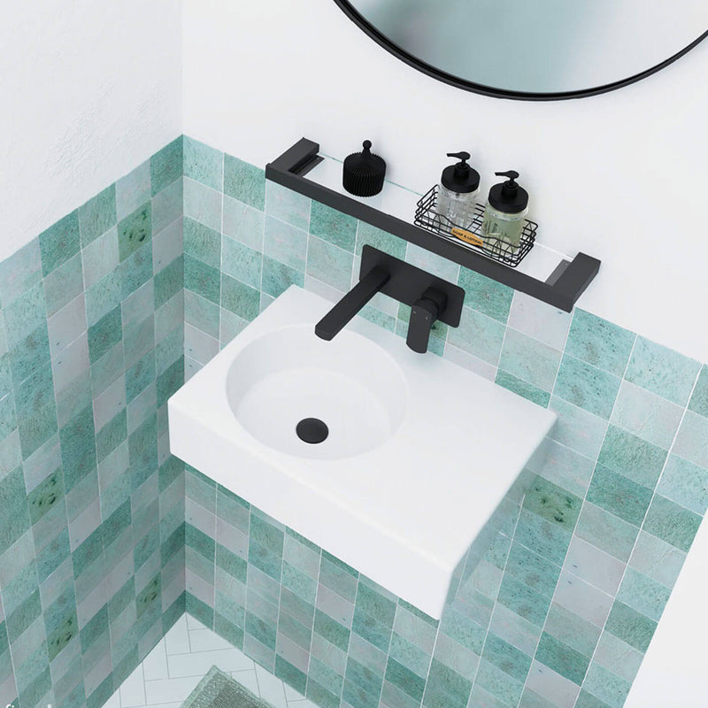 Reba Skew Wall Hung Ceramic Basin 600mm