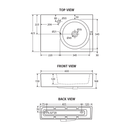 Reba Skew Wall Hung Ceramic Basin 600mm