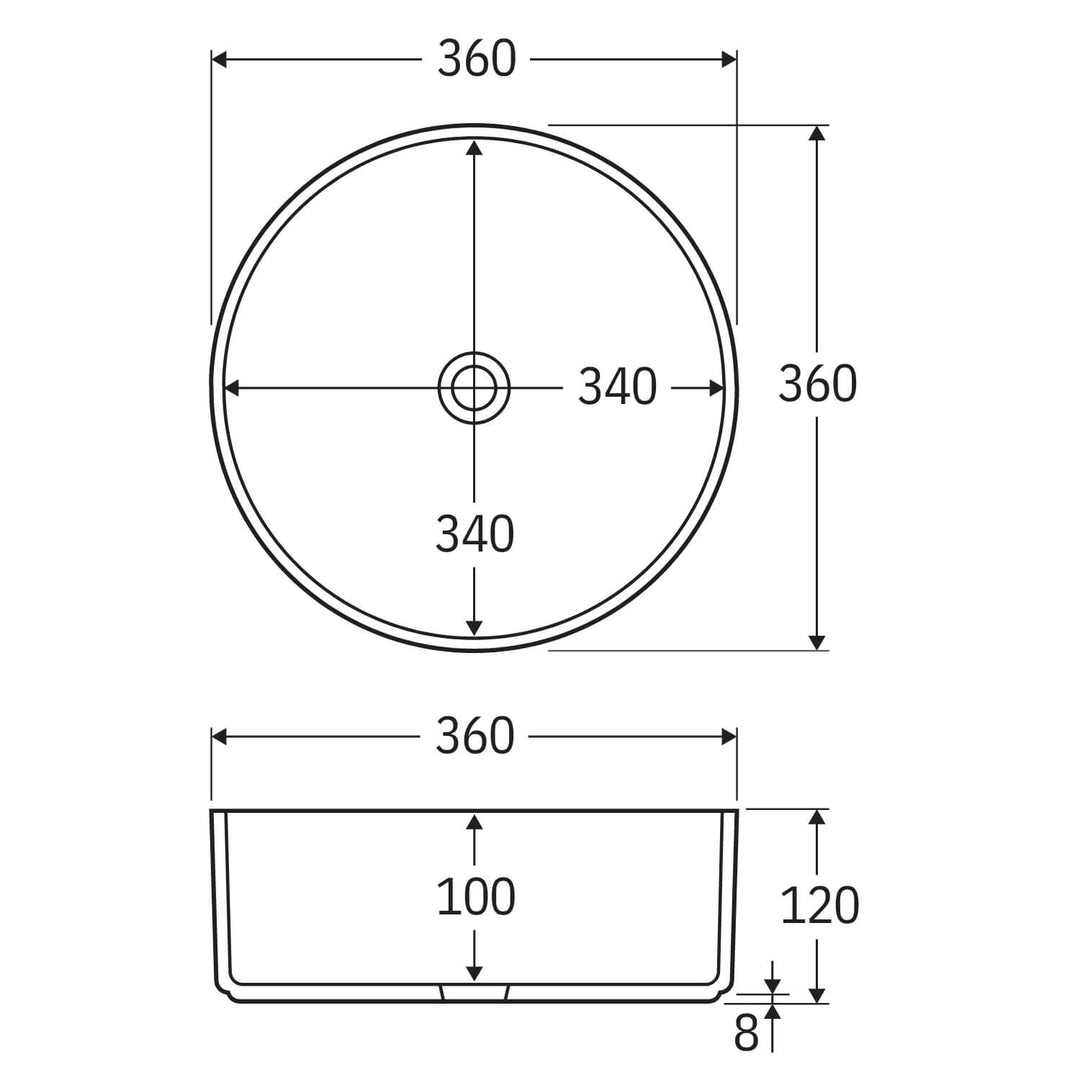 Reba Round Above Counter Basin 360mm