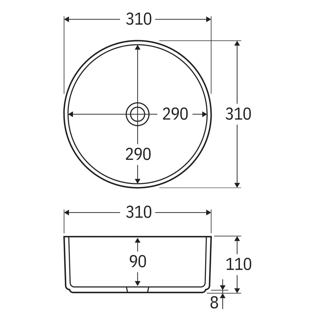Reba Mini Round Above Counter Basin 300mm