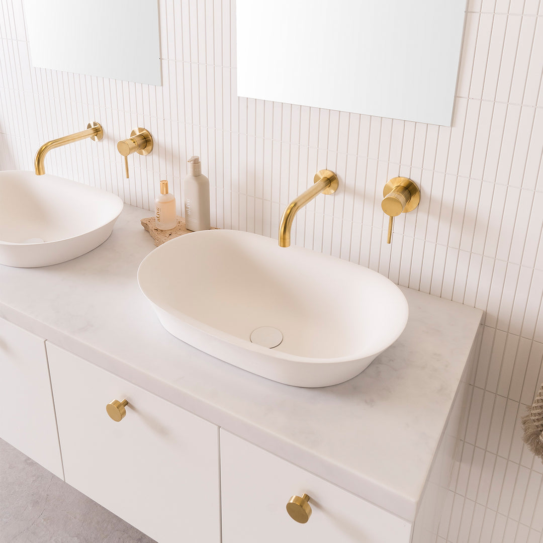 Rise Inset Oval Cast Marble Basin 560x360mm