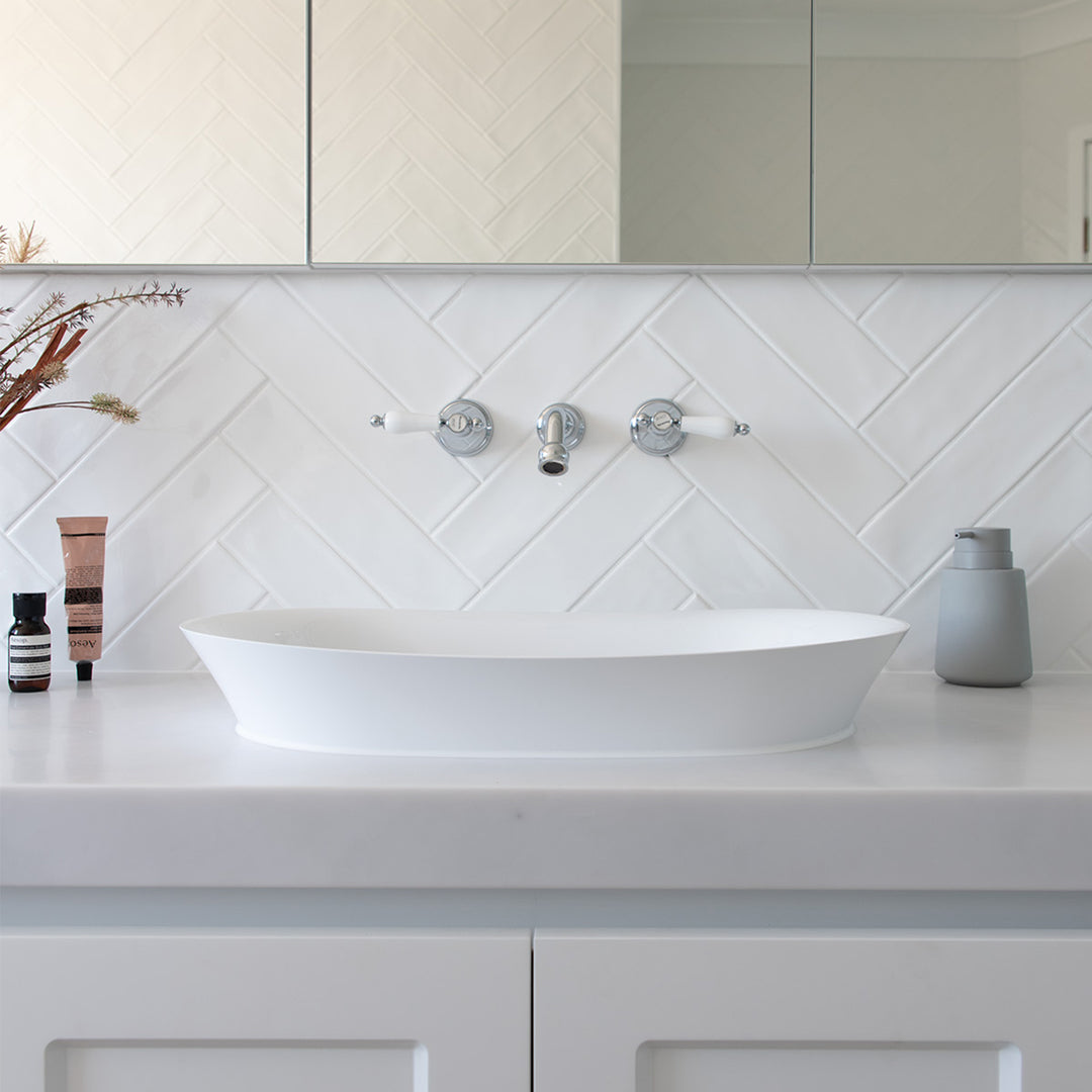 Rise Inset Oval Cast Marble Basin 560x360mm