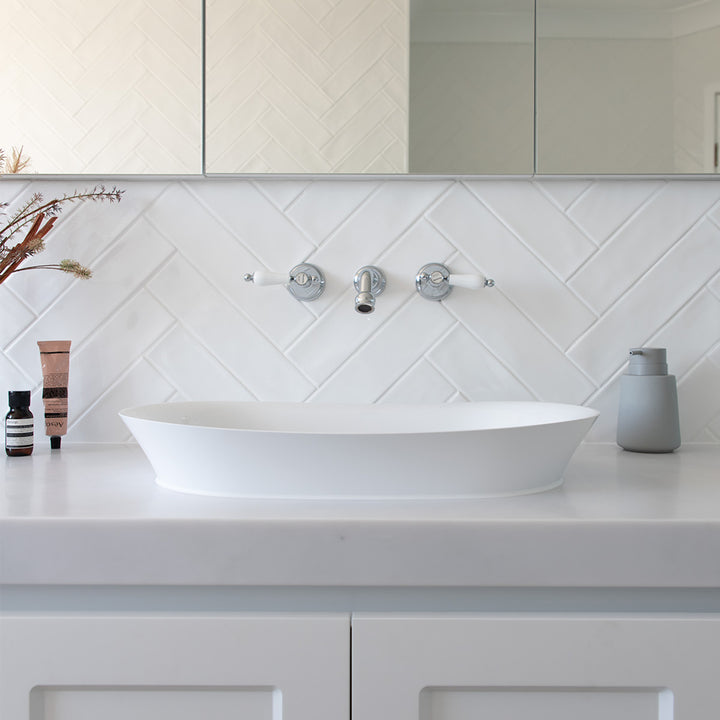 Rise Inset Oval Cast Marble Basin 560x360mm