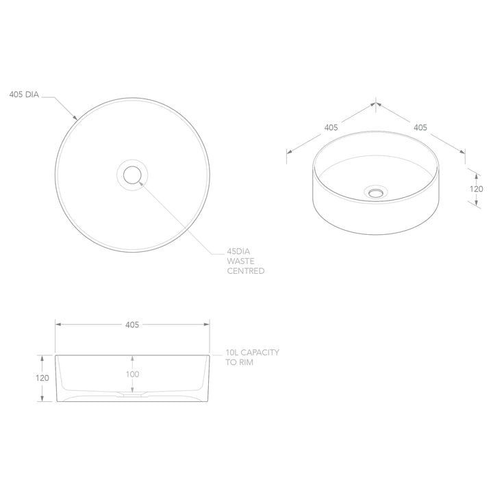 Robbie Round Ceramic Basin 400mm