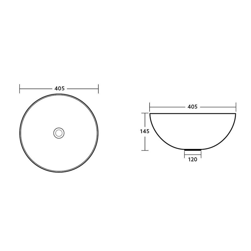 Kejo Round Above Counter Ceramic Basin 405mm