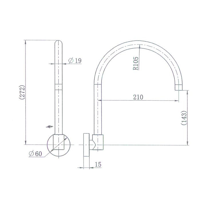 Ryker Swivel Gooseneck Wall Spout