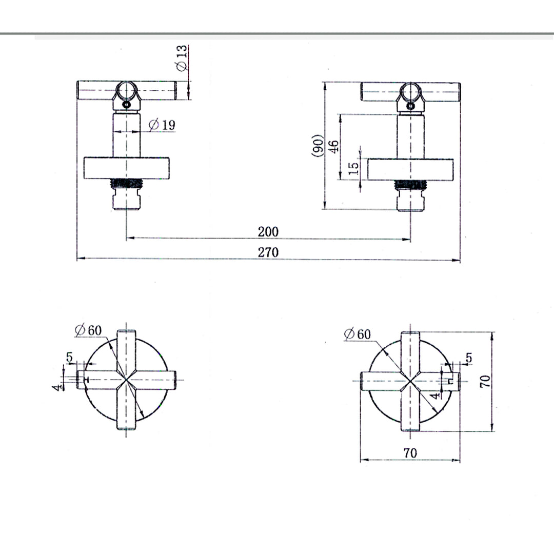 Ryker Cross Handle Wall Top Assemblies