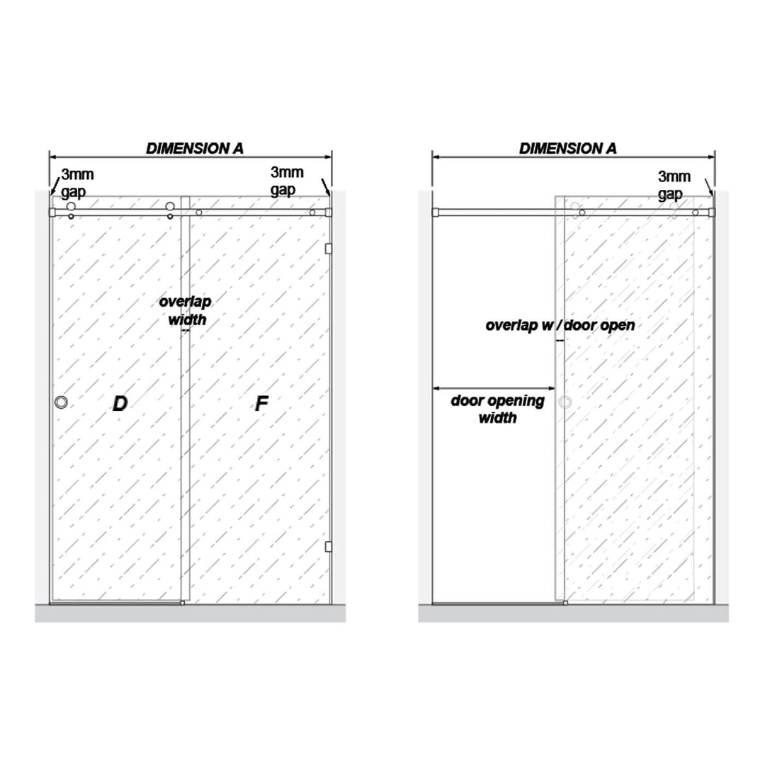 10mm Fully Frameless Sliding Shower Screen Front 2000mm High
