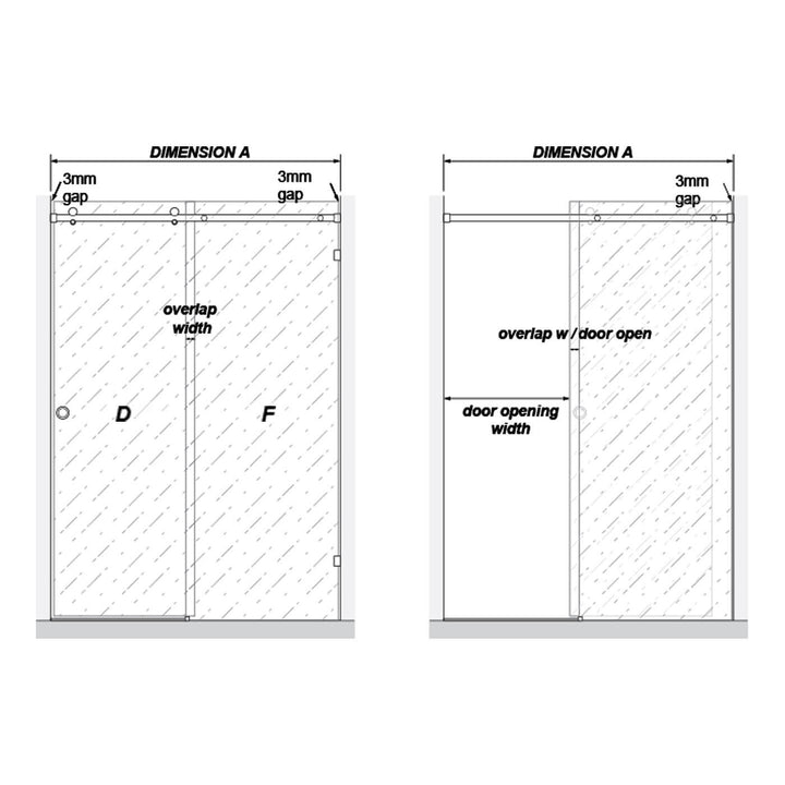 10mm Fully Frameless Sliding Shower Screen Front 2000mm High