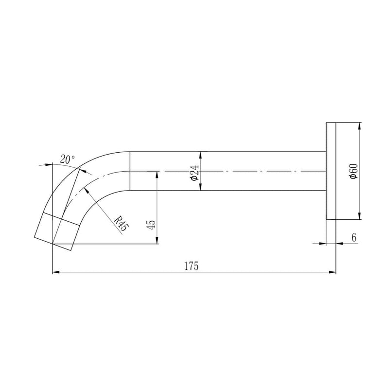 Soko Round Bath Spout 175mm