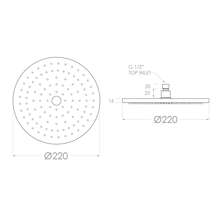 Soul Round Shower Head Rose 220mm