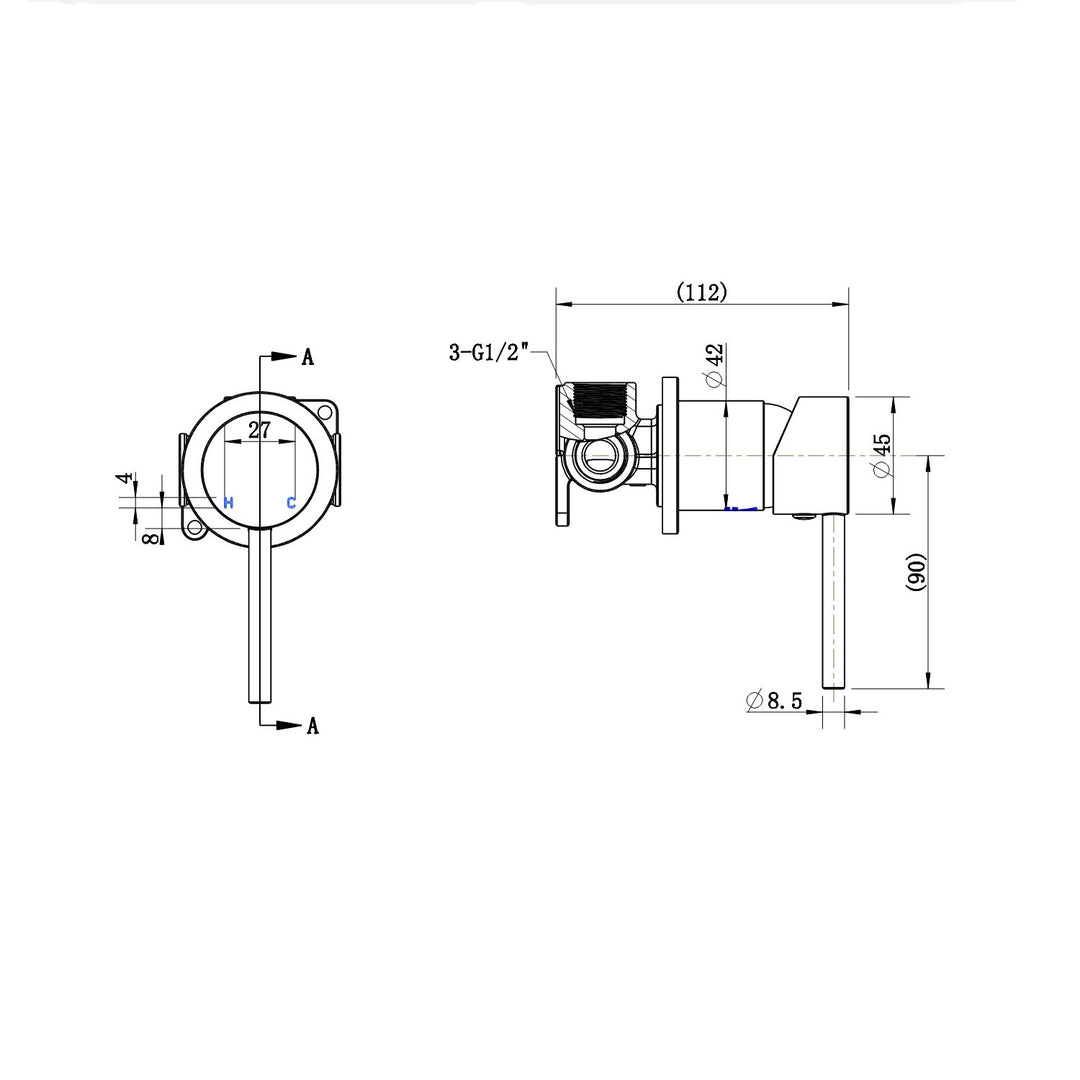 Star Pin Handle Wall Mixer 60mm Backplate