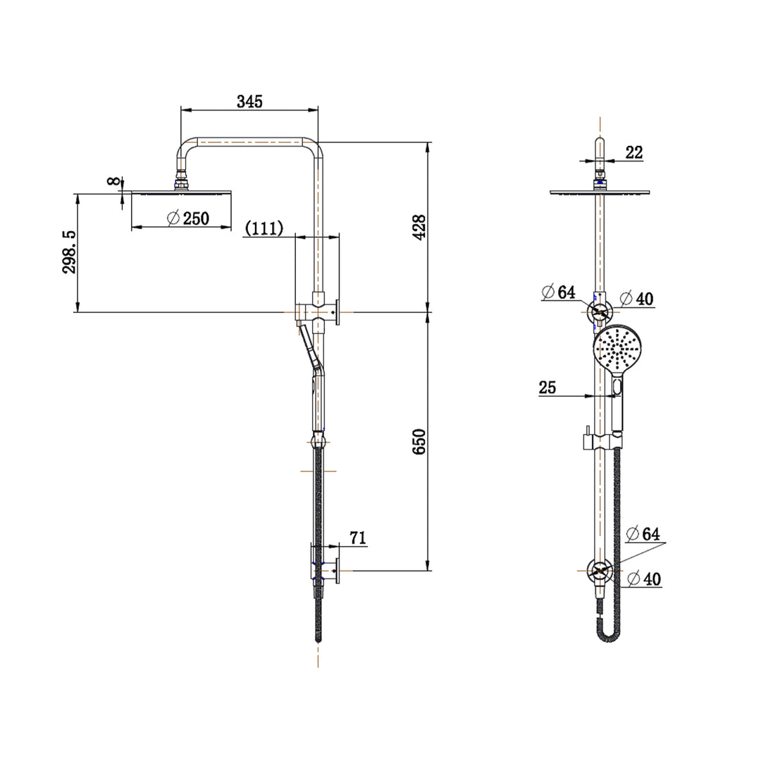 Star Luxury Twin Shower Rail Set