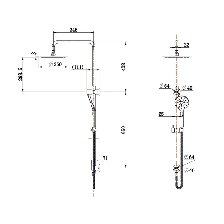 Star Luxury Twin Shower Rail Set
