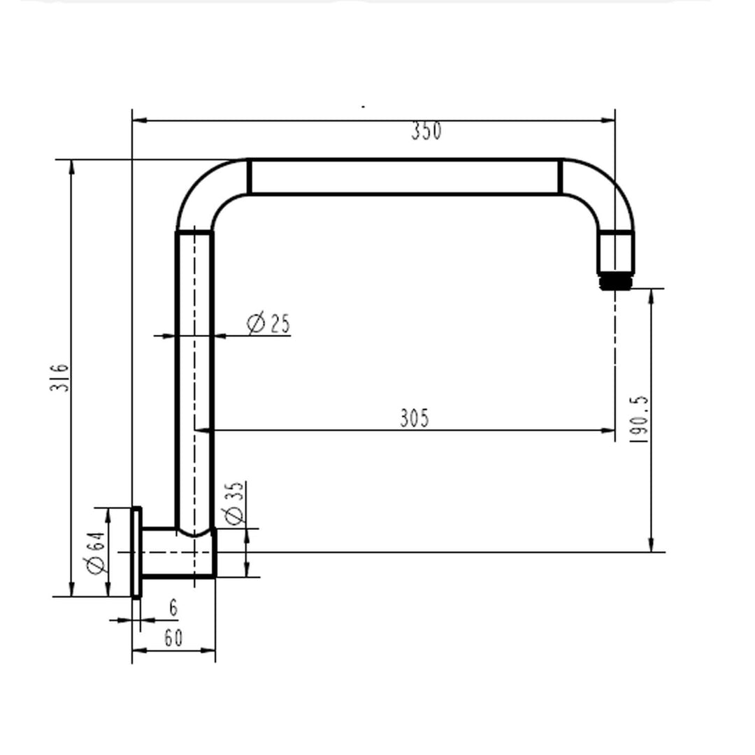 Star High Rise Shower Arm 350mm