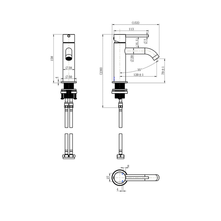 Star Mini Short Basin Mixer Curved Spout