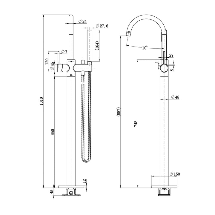 Star Freestanding Bathtub Spout with Handset