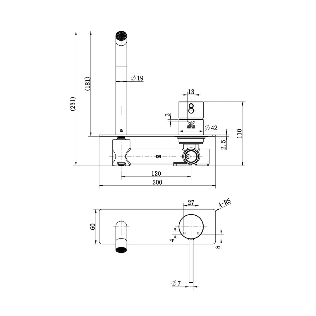 Star Pin Lever Single Backplate Wall Mixer Set
