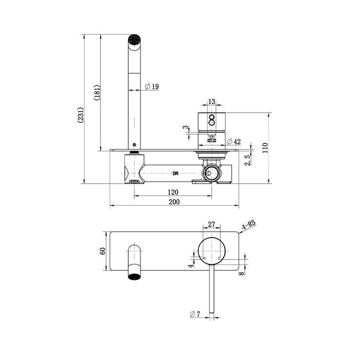 Star Pin Lever Single Backplate Wall Mixer Set