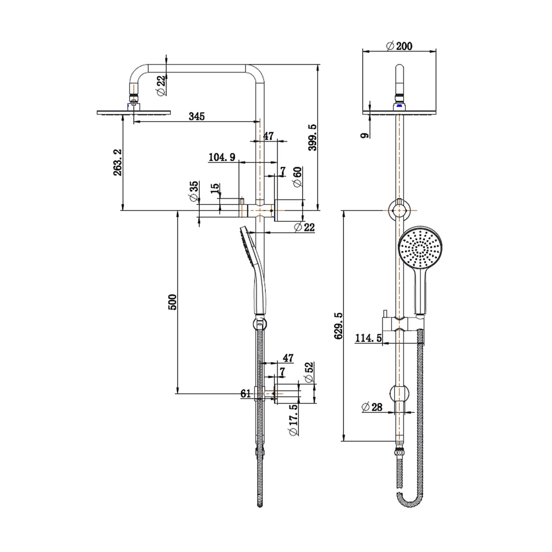 Star Project Twin Shower Rail Set