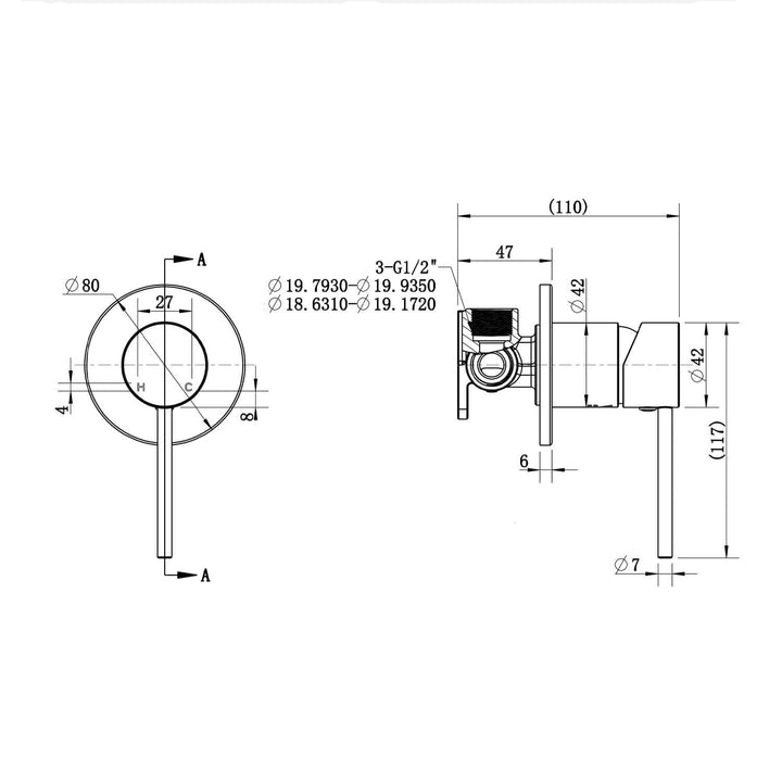 Star Pin Handle Wall Mixer
