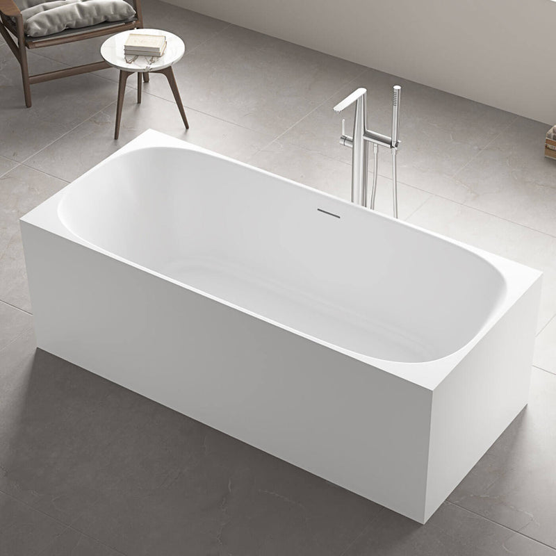Studio Square Freestanding Overflow Bathtub Gloss White 1400-1700mm