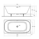 Studio Square Freestanding Overflow Bathtub Gloss White 1400-1700mm