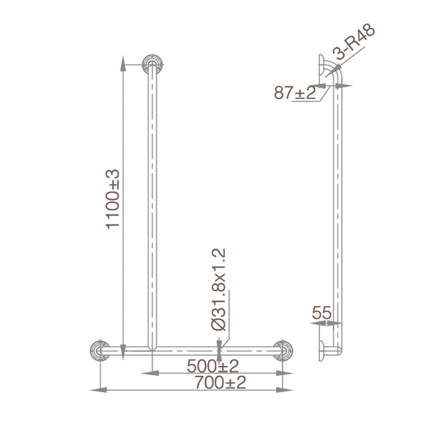 Dda Grab Rails Care DDA T-Shape Grab Rail Assisted Living Support Bar 1100mm ...