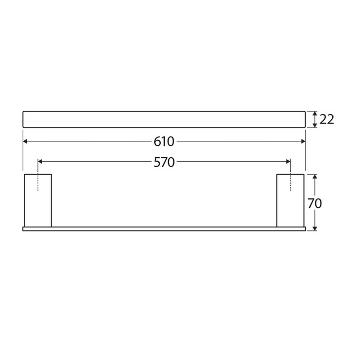 Tono Single Towel Rail 610mm/810mm