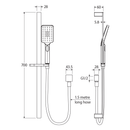 Tono Square Sliding Shower Rail