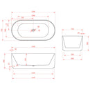 Trina Oval Ribbed Freestanding Fluted Bathtub 1500-1700mm