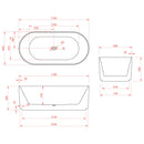 Trina Oval Ribbed Freestanding Fluted Bathtub 1500-1700mm