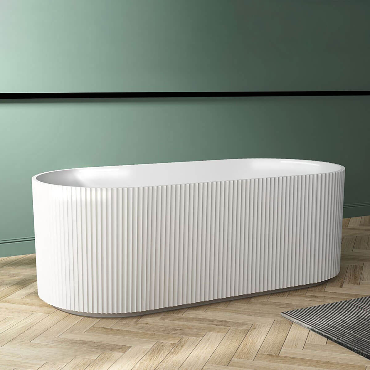 Trina Ribbed Freestanding Fluted Bathtub, Ribbed Acrylic Bathtub ...