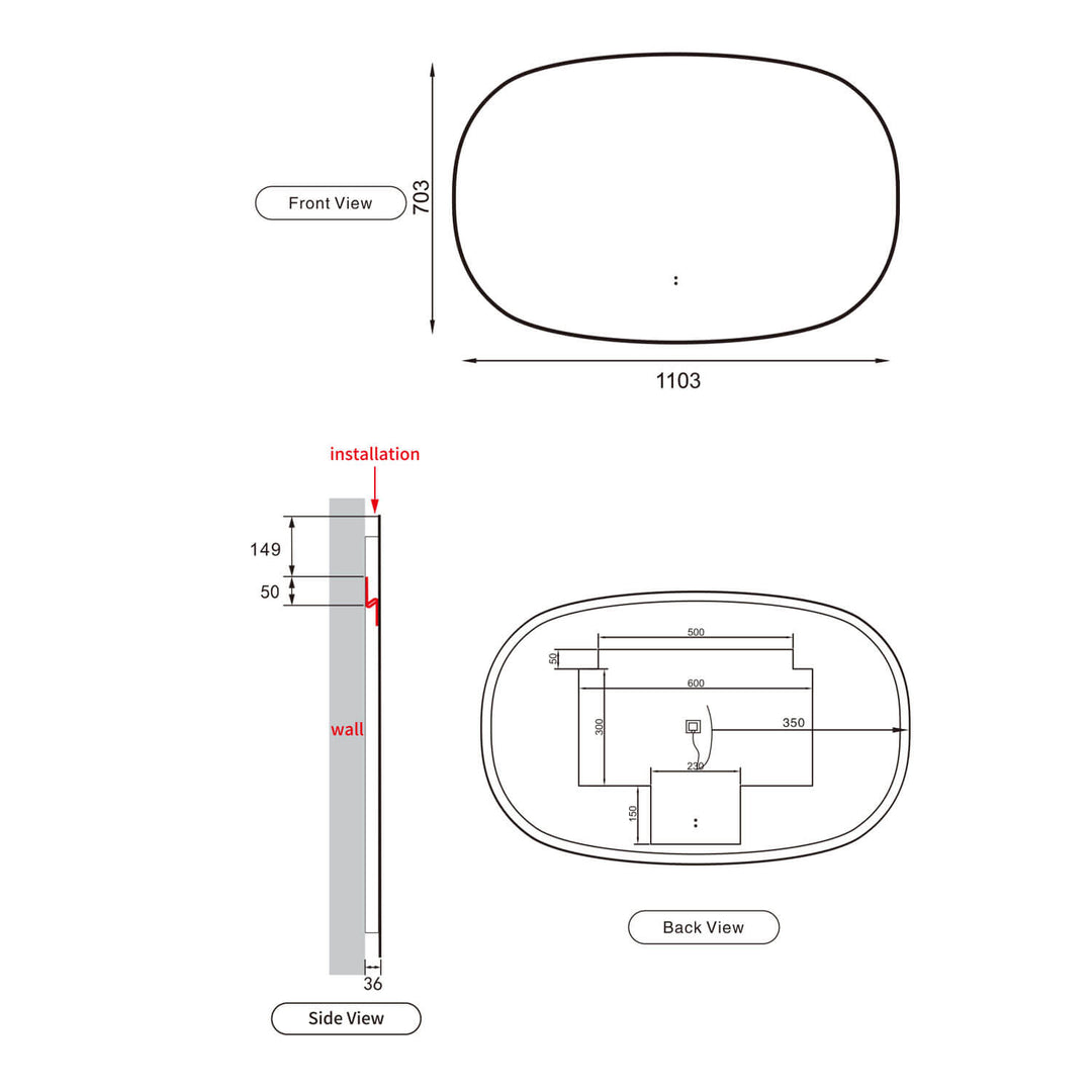 Valmont Horizontal Oval LED Mirror