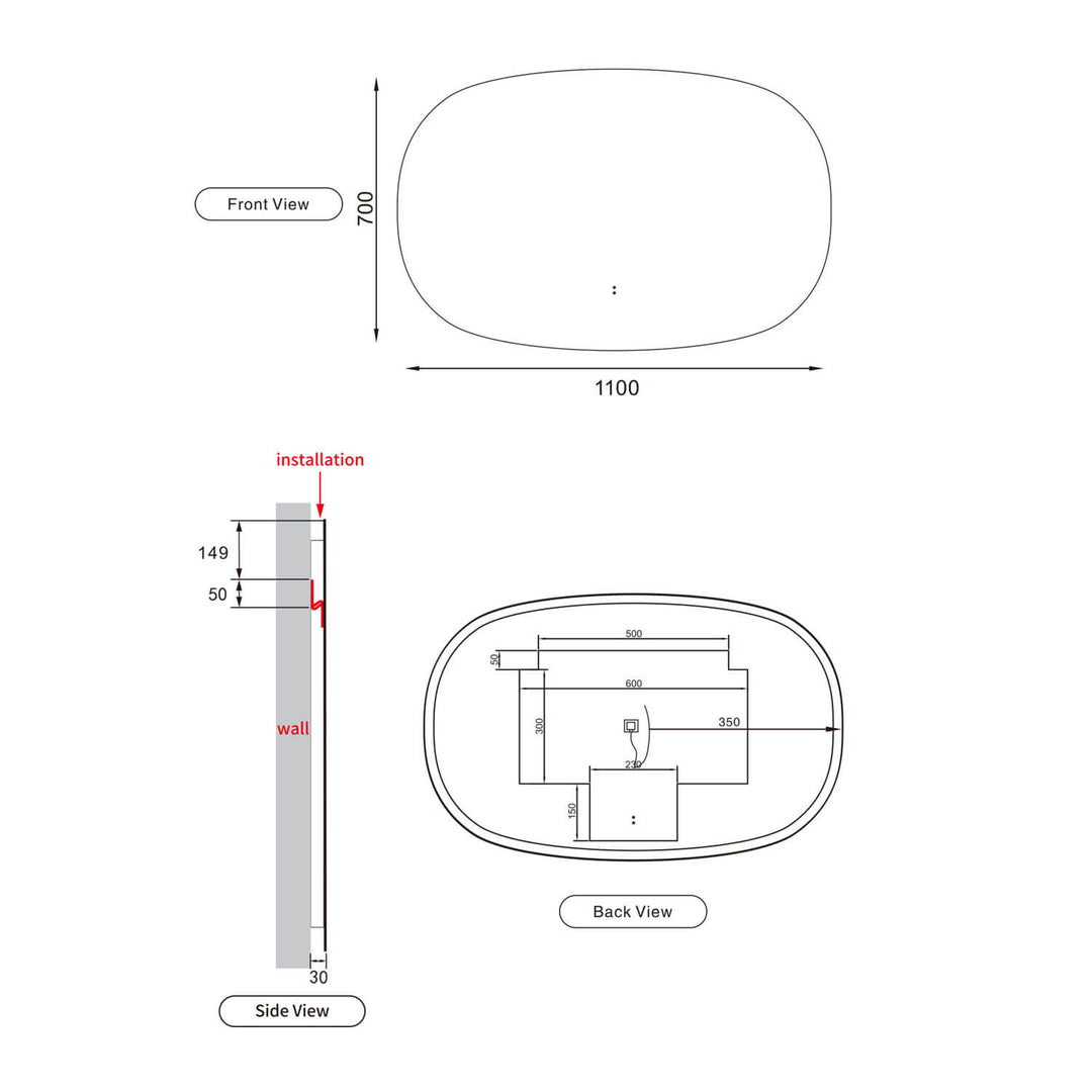 Valmont Horizontal Oval LED Mirror