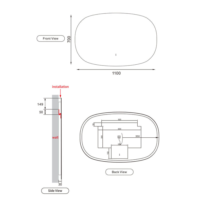 Valmont Horizontal Oval LED Mirror