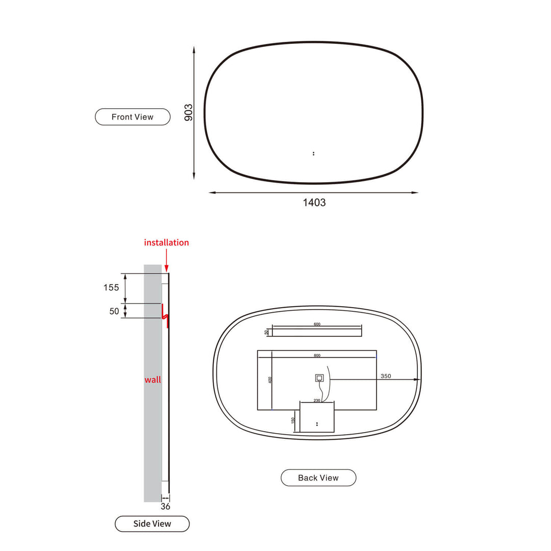 Valmont Horizontal Oval LED Mirror