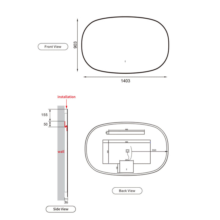 Valmont Horizontal Oval LED Mirror